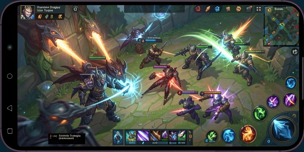 Gameplay seru dalam pertarungan MOBA yang mendebarkan.