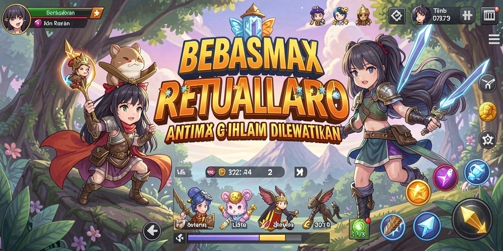 Tampilan gameplay seru dari BEBASMAX dengan karakter anime yang unik.