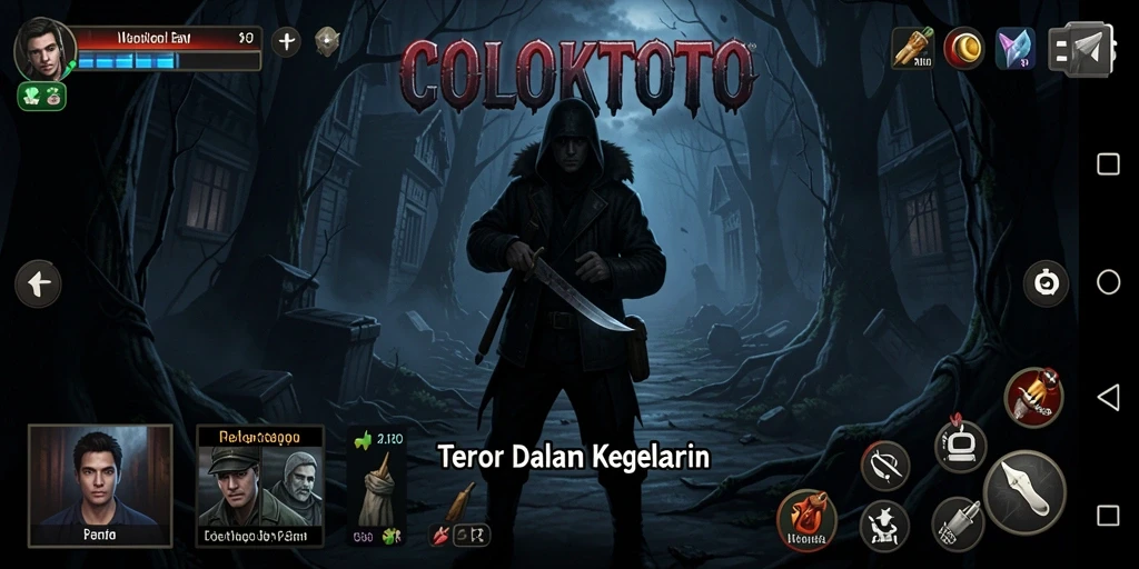 Tangkapan layar gameplay COLOKTOTO menampilkan suasana horor yang mencekam.