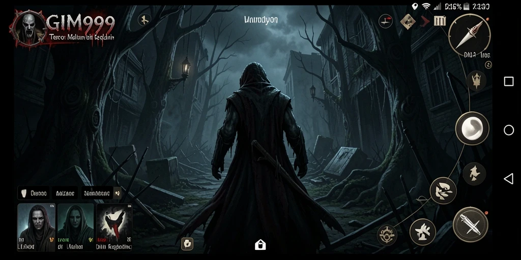 Screenshot menampilkan gameplay GIM999 yang menegangkan di malam hari.