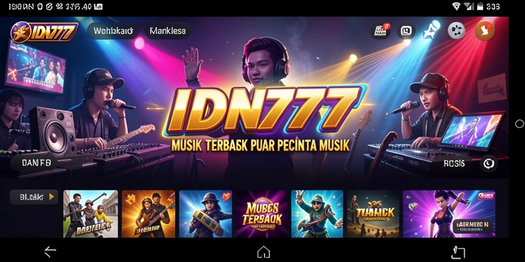 Tampilan gameplay IDN777 dengan koleksi musik yang mengesankan.
