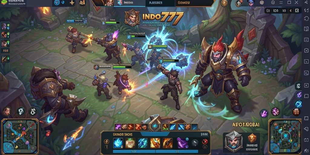 Screenshot gameplay INDO777 dengan aksi seru dalam pertempuran MOBA.