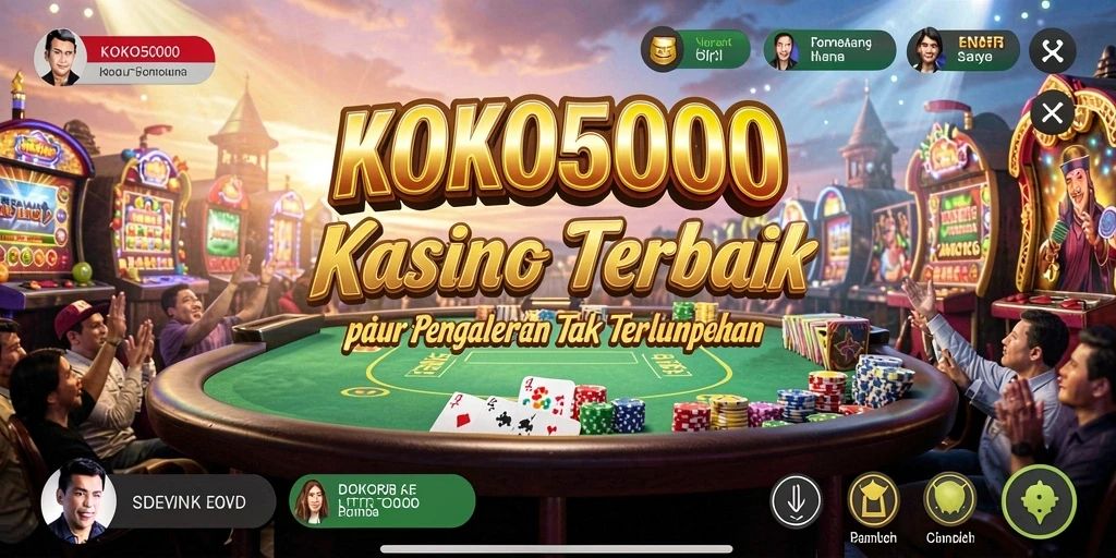 Screenshot utama KOKO5000 menampilkan gameplay Kasino yang seru dan interaktif.
