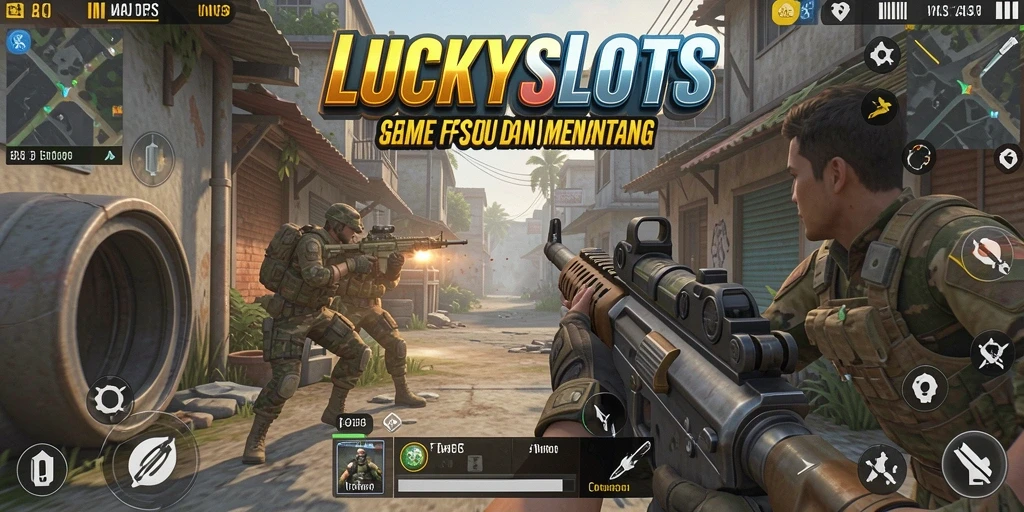 Gameplay LUCKYSLOTS dengan aksi FPS yang mendebarkan.