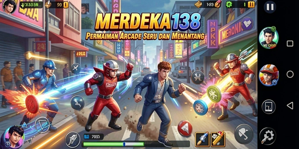 Tampilan utama gameplay MERDEKA138 yang seru dan penuh warna.