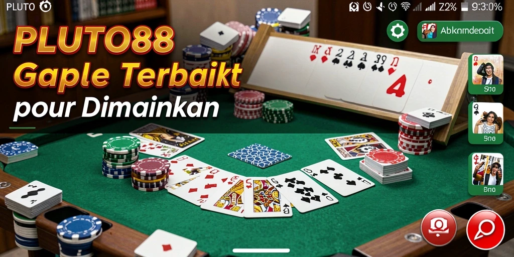 Screenshot gameplay PLUTO88 menampilkan antarmuka permainan Gaple yang menarik.