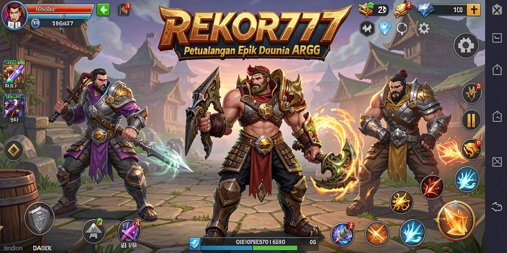 Screenshot gameplay menampilkan pertarungan seru dalam REKOR777.