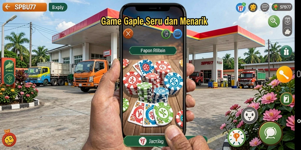 Screenshot gameplay SPBU77 yang menampilkan keseruan bermain Gaple.